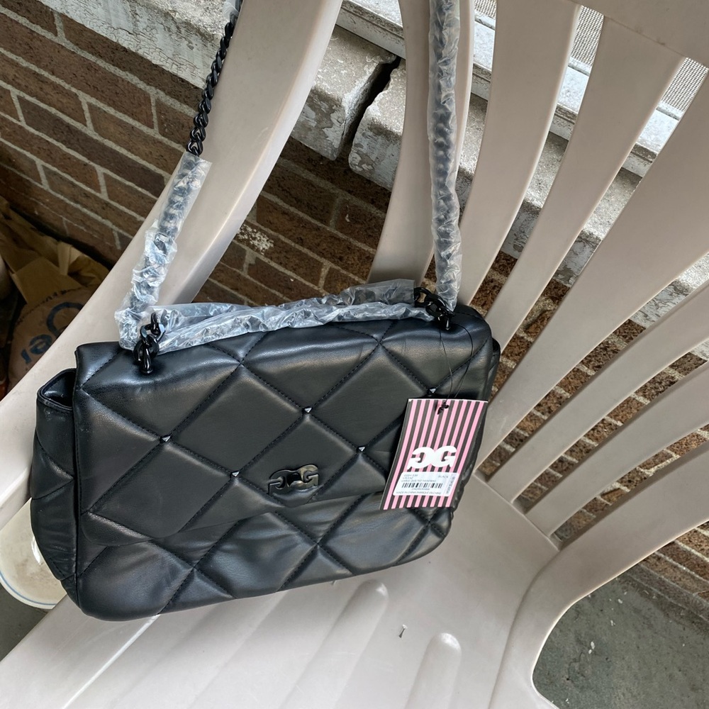 GILDA PARIS Chic Black Quilted Shoulder Bag NWT - Picture 2 of 11